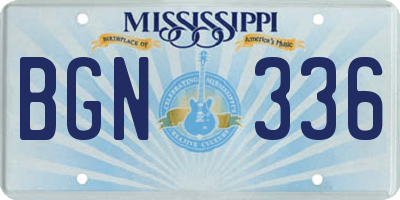 MS license plate BGN336