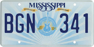 MS license plate BGN341
