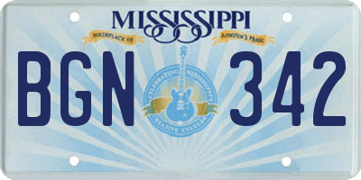 MS license plate BGN342