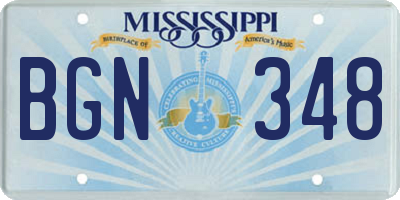 MS license plate BGN348