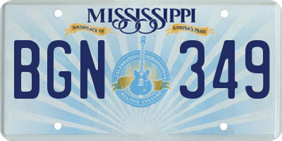 MS license plate BGN349
