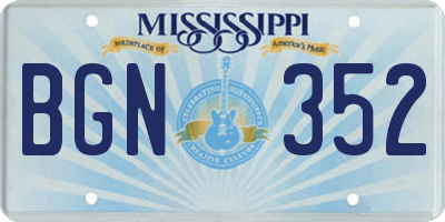 MS license plate BGN352