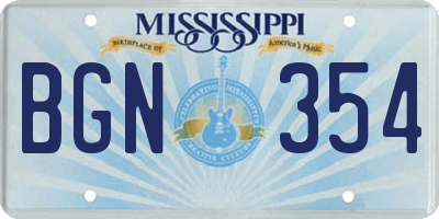 MS license plate BGN354