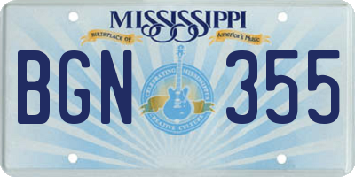 MS license plate BGN355