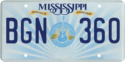 MS license plate BGN360