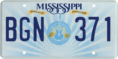 MS license plate BGN371