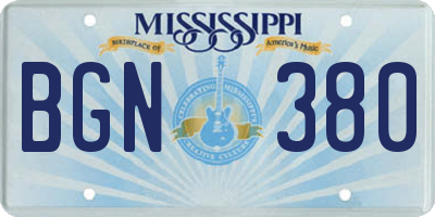 MS license plate BGN380