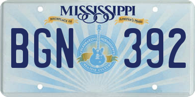 MS license plate BGN392