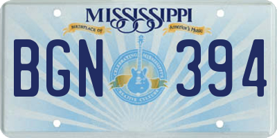 MS license plate BGN394
