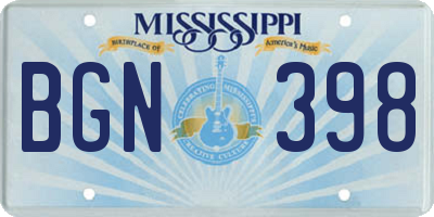 MS license plate BGN398