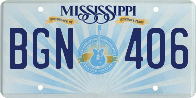 MS license plate BGN406