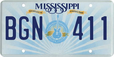 MS license plate BGN411