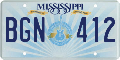 MS license plate BGN412