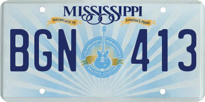 MS license plate BGN413