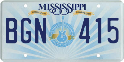 MS license plate BGN415
