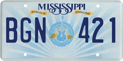 MS license plate BGN421