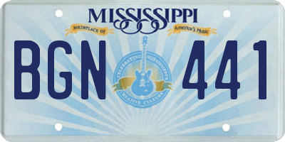 MS license plate BGN441
