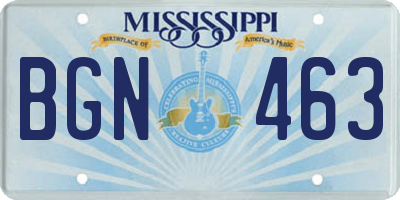 MS license plate BGN463