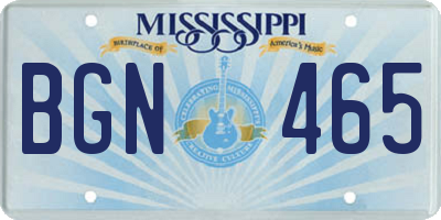 MS license plate BGN465