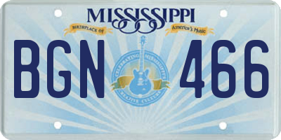 MS license plate BGN466