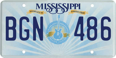 MS license plate BGN486