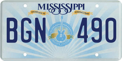 MS license plate BGN490
