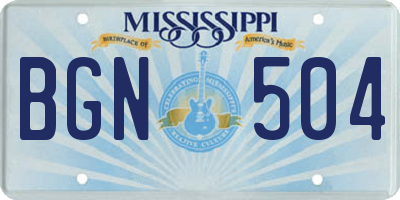 MS license plate BGN504