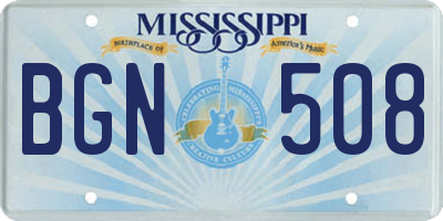 MS license plate BGN508