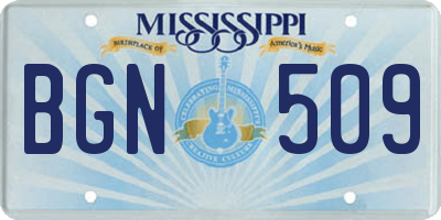 MS license plate BGN509