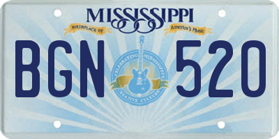 MS license plate BGN520