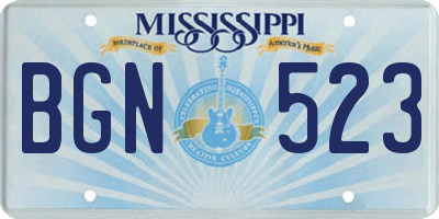 MS license plate BGN523