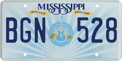 MS license plate BGN528