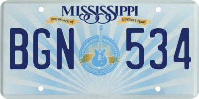 MS license plate BGN534