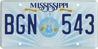 MS license plate BGN543