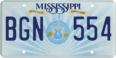 MS license plate BGN554