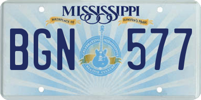 MS license plate BGN577
