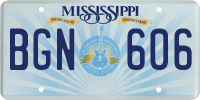MS license plate BGN606