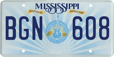 MS license plate BGN608