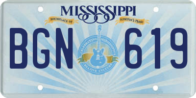 MS license plate BGN619