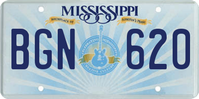 MS license plate BGN620