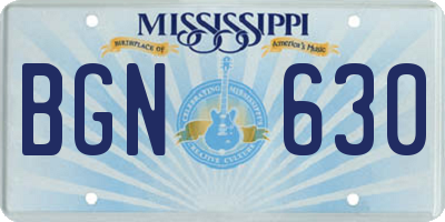 MS license plate BGN630