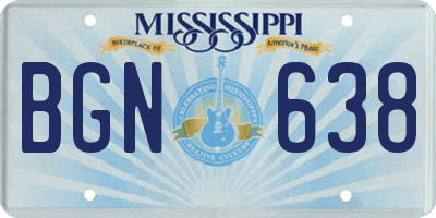 MS license plate BGN638