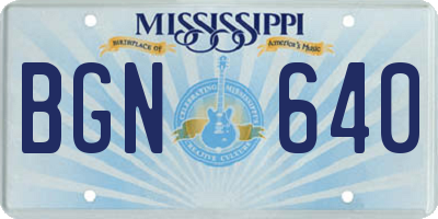 MS license plate BGN640