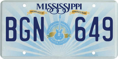 MS license plate BGN649