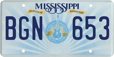 MS license plate BGN653