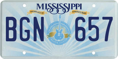 MS license plate BGN657