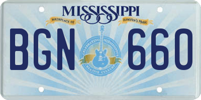MS license plate BGN660