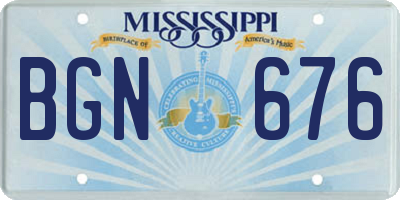 MS license plate BGN676