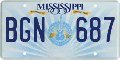 MS license plate BGN687