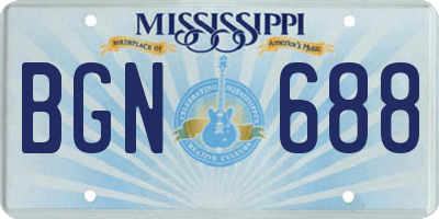 MS license plate BGN688